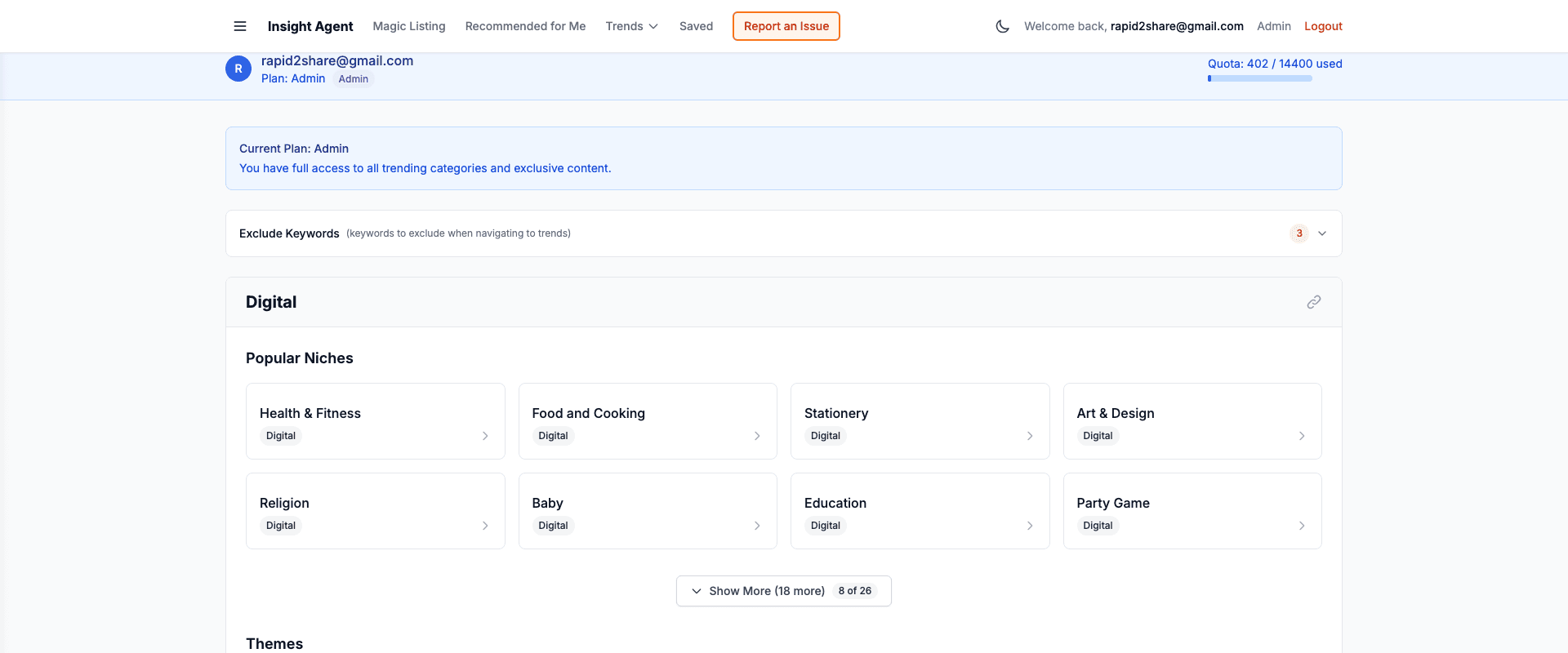Digital Product Trends Interface